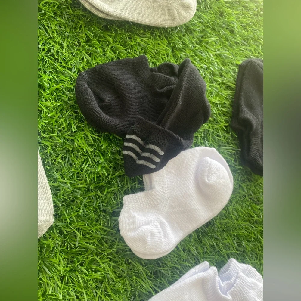 JORMATT Toddler No Show Socks Anti Slip Grips 6 Pairs Black White Gray Size 3-4T